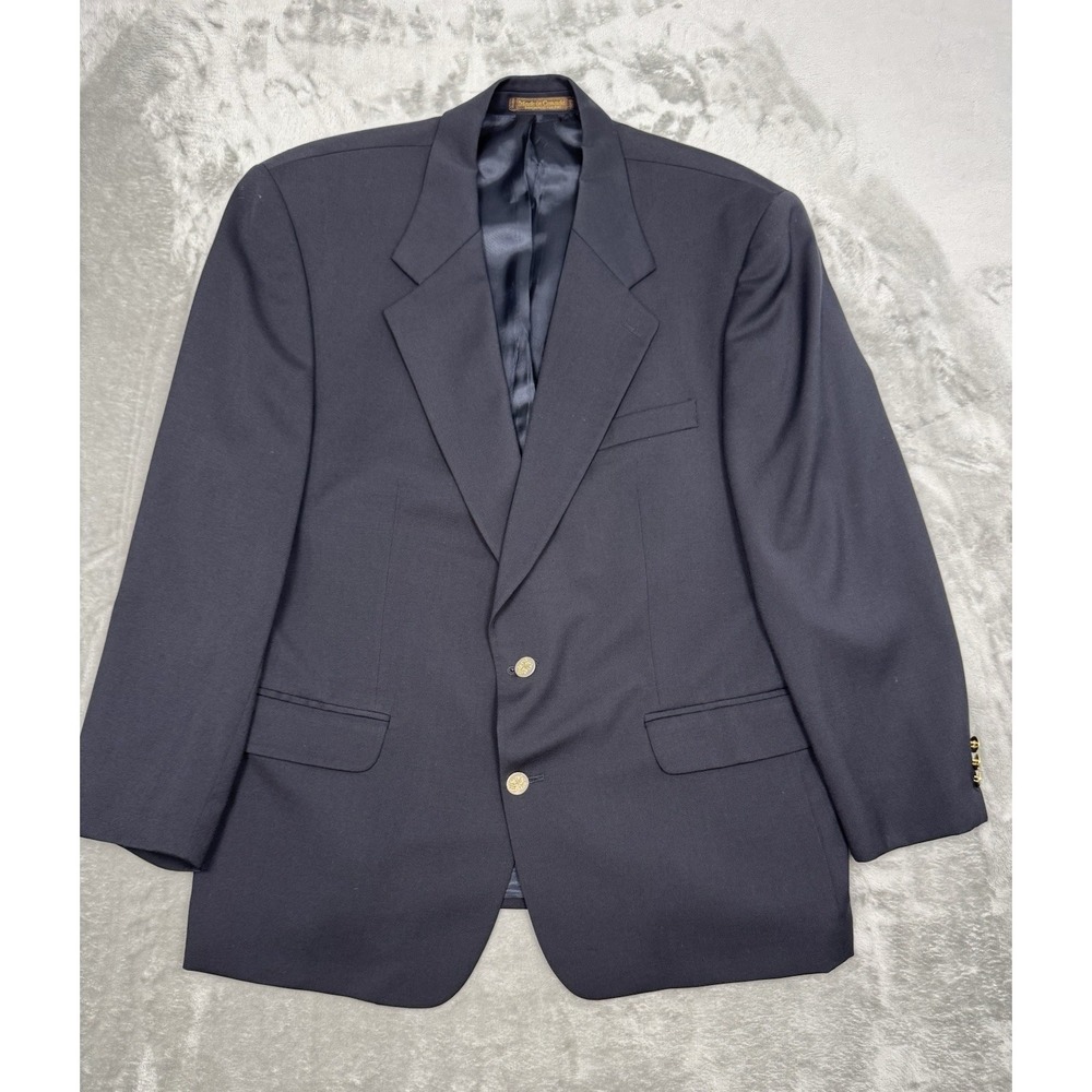 Vintage Franco Tassi Sport Coat Blazer Mens 44S Blue 100% Wool Jacket 90s Y2K
